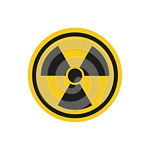 Radioactive hazard sign. Nuclear non-ionizing radiation symbol. Illustration of yellow triangle warning sign with trefoil icon