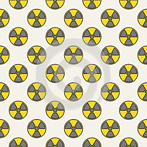 Radioactive Hazard Warning vector modern colored seamless pattern