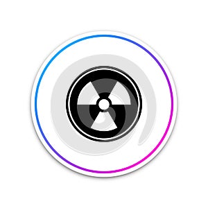 Radioactive icon isolated on white background. Radioactive toxic symbol. Radiation Hazard sign. Circle white button