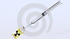 radioactive intravenous drug using syringe