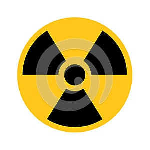 Radioactive material sign. Symbol of radiation alert, hazard or risk. Simple flat vector illustration in black and photo