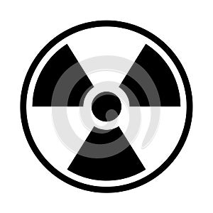 Radioactive material sign. Symbol of radiation alert, hazard or risk. Simple flat vector illustration in black and white