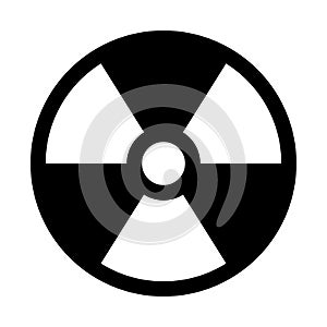 Radioactive material sign. Symbol of radiation alert, hazard or risk. Simple flat vector illustration in black and white