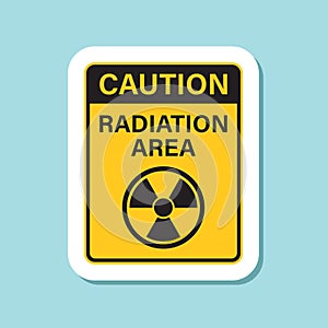 Radioactive material warning sticker icon in flat style. Radiation danger vector illustration on isolated background. Caution sign