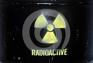 Radioactive sign on barell