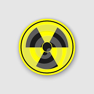 Radioactive sign, symbol in circle. Stylized, with transparent drop-shadow.