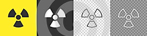 Radioactive toxic nuclear set icons on white background. Flat vector