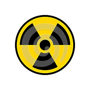 Radioactive warning yellow circle sign. Radioactivity warning vector symbol photo