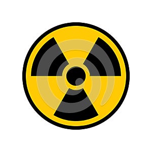 Radioactive warning yellow circle sign. Radioactivity warning symbol.