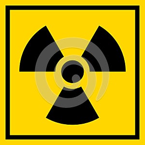 Radioactive warning yellow circle sign. Radioactivity warning vector symbol