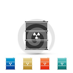 Radioactive waste in barrel icon isolated on white background. Toxic refuse keg. Radioactive garbage emissions