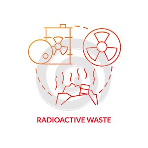 Radioactive waste red gradient concept icon