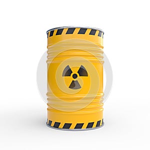 Radioactive yellow barrels isolated on white background