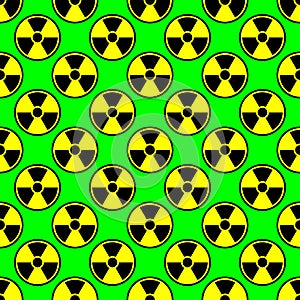 Radioactivity emblem danger power icon background green black yellow