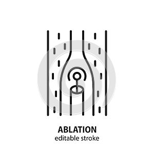 Radiofrequency ablation line icon. Varicose veins vector symbol. Editable stroke