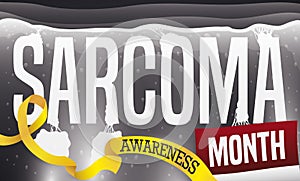 Radiography with Calendar and Yellow Ribbon Promoting Sarcoma Awareness Month, Vector Illustration