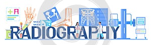 Radiography and x-ray concept vector for header, landing page. Trauma, pain, osteoporosis illustration. Fluorography woman