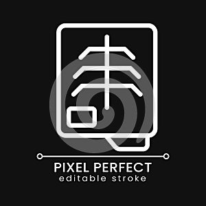 Radiography test pixel perfect white linear icon for dark theme
