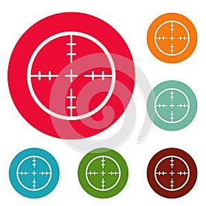 Radiolocating icons circle set vector