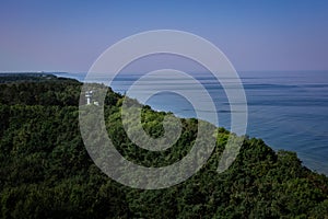 Radiolocation observation tower on Baltic sea coast in Niechorze, Poland.