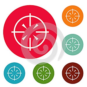 Radiolocator icons circle set