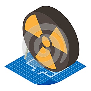 Radiological contamination icon isometric vector. Radioactive hazard sign layout