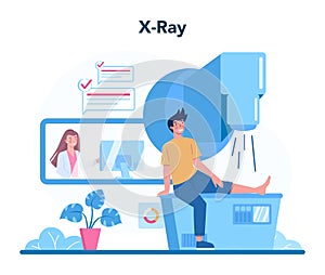 Radiologist concept. Doctor examing X-ray image of human