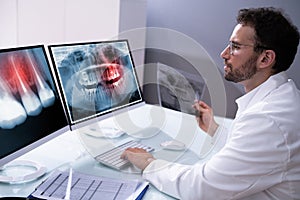Radiologist Dentist Using X Ray Software