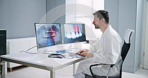 Radiologist Dentist Using X Ray Software