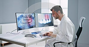 Radiologist Dentist Using X Ray Software