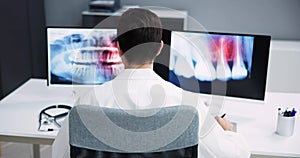 Radiologist Dentist Using X Ray Software