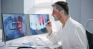 Radiologist Dentist Using X Ray Software