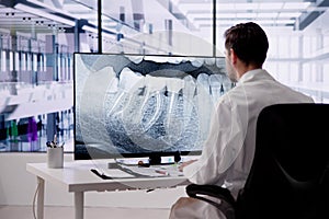 Radiologist Dentist Using X Ray Software