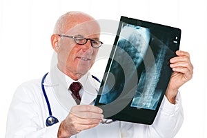 Radiologist with X-ray image