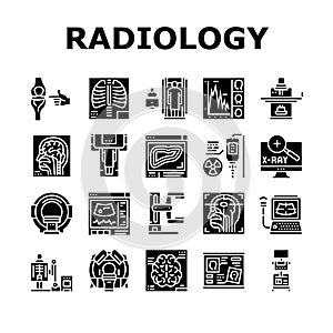 Radiology Equipment Collection Icons Set Vector Illustration