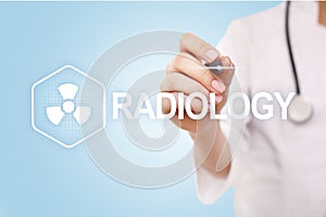 Radiology medical technology on virtual screen. Healthcare.