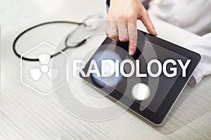 Radiology medical technology on virtual screen. Healthcare.