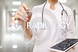 Radiology medical technology on virtual screen. Healthcare.