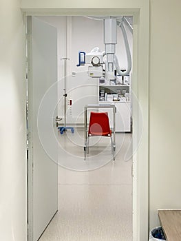 Radiology room inside modern ultra clean hospital