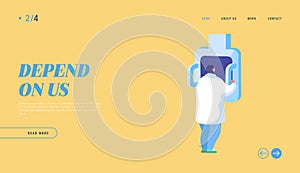 Radiology Scanner Equipment, Mri Landing Page Template. Pulmonology Doctor Character Working in Clinic Tomography photo