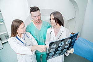 Radiology, surgery, people and medicine concept - female doctors