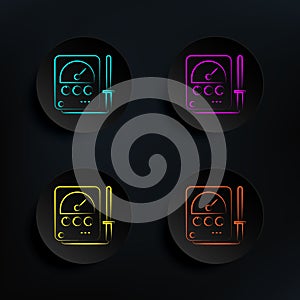 Radionics dark badge color set icon. Simple thin line, outline vector of mad science icons for ui and ux, website or mobile