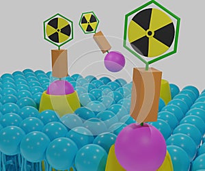 A radionuclide is combined with a targeting vector (Binding molecule) photo