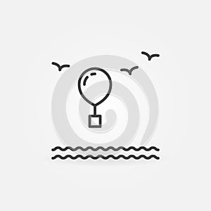 Radiosonde Flying above Sea vector concept line icon or symbol