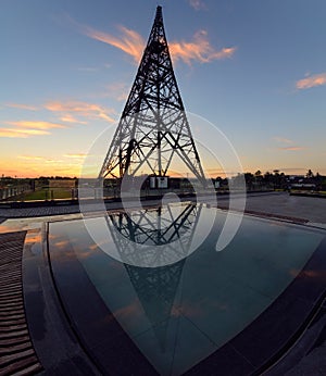 Radiostation tower in Gliwice and reflaction, Poland