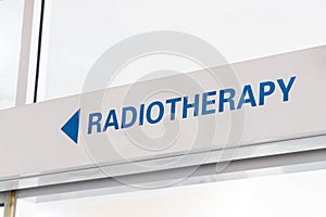 Radiotherapy word direction signage in hospital for cancer treatment