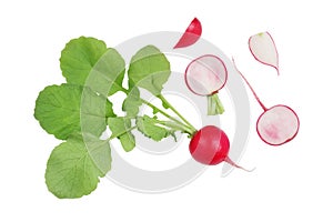 Radish, cut, isolated on a white background