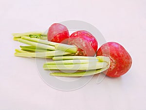 Radish gardenradish edible root vegetable food raphanus raphanistrum subsp. sativus red mooli closeup image stock photo photo