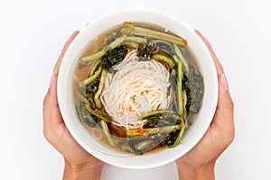 Radish noodle on white background