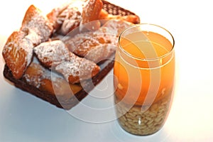 traditional Chilean drink Mote con Huesillo, made of dried peaches (huesillo) photo